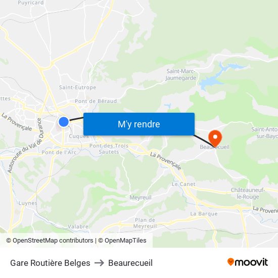 Gare Routière Belges to Beaurecueil map