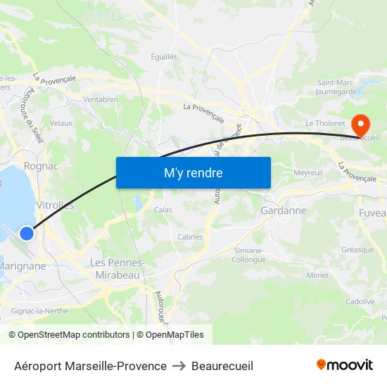 Aéroport Marseille-Provence to Beaurecueil map