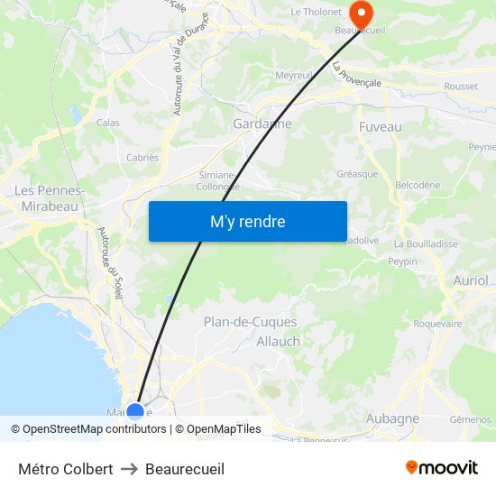 Métro Colbert to Beaurecueil map
