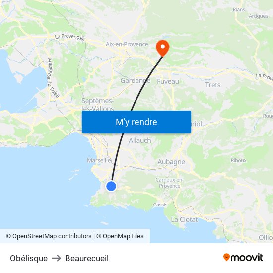 Obélisque to Beaurecueil map