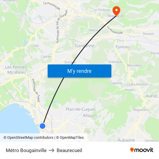 Métro Bougainville to Beaurecueil map