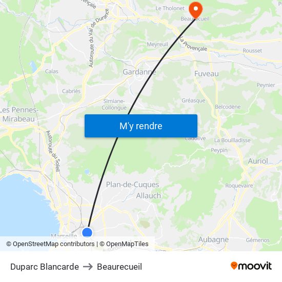 Duparc Blancarde to Beaurecueil map