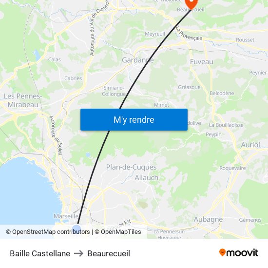 Baille Castellane to Beaurecueil map