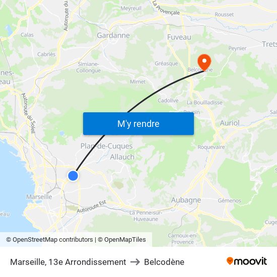 Marseille, 13e Arrondissement to Belcodène map