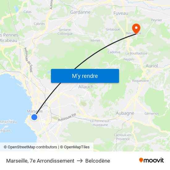 Marseille, 7e Arrondissement to Belcodène map