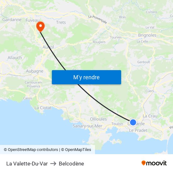 La Valette-Du-Var to Belcodène map