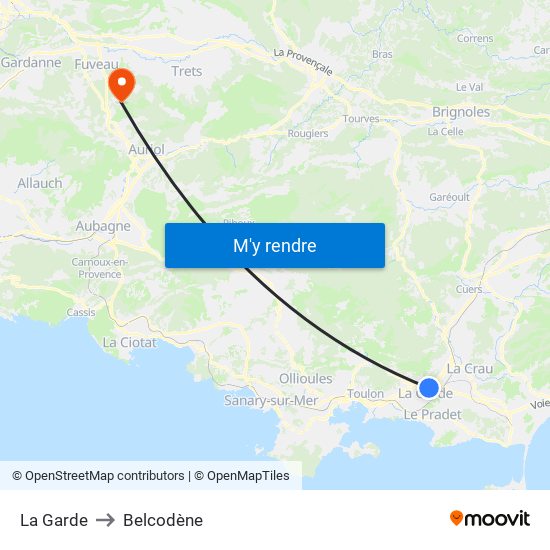 La Garde to Belcodène map