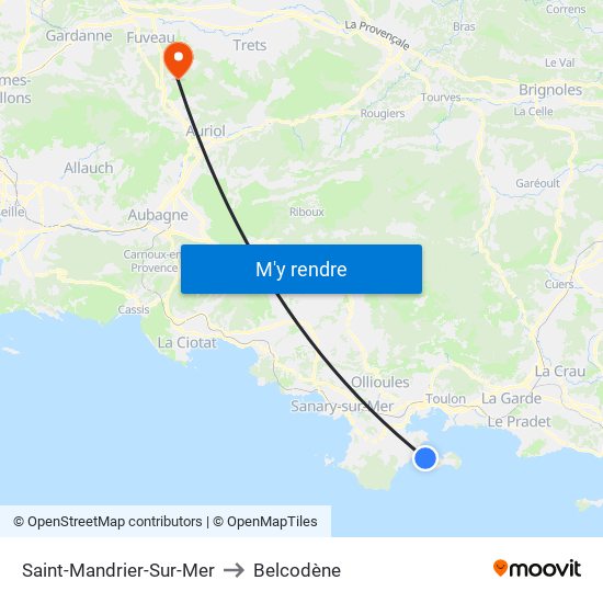 Saint-Mandrier-Sur-Mer to Belcodène map