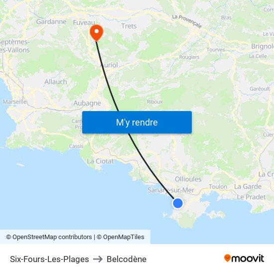 Six-Fours-Les-Plages to Belcodène map