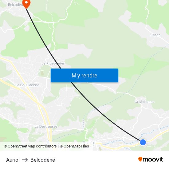 Auriol to Belcodène map