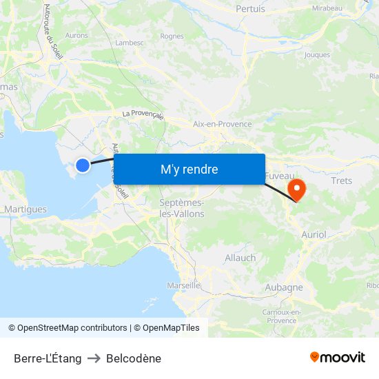 Berre-L'Étang to Belcodène map