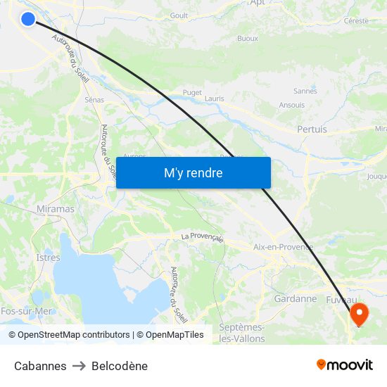 Cabannes to Belcodène map