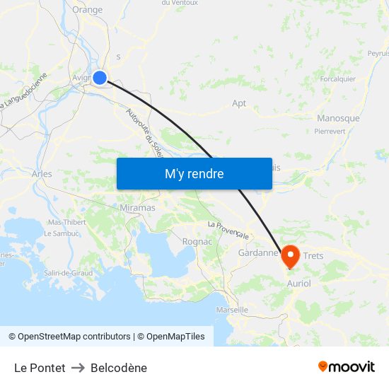 Le Pontet to Belcodène map