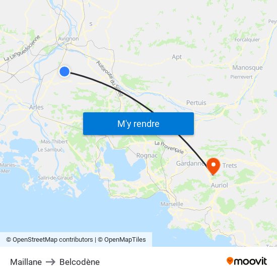 Maillane to Belcodène map