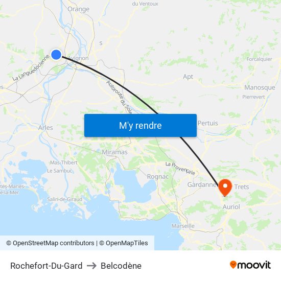 Rochefort-Du-Gard to Belcodène map