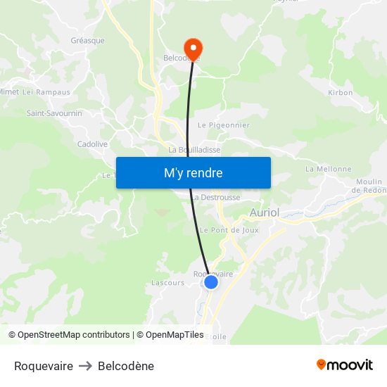 Roquevaire to Belcodène map