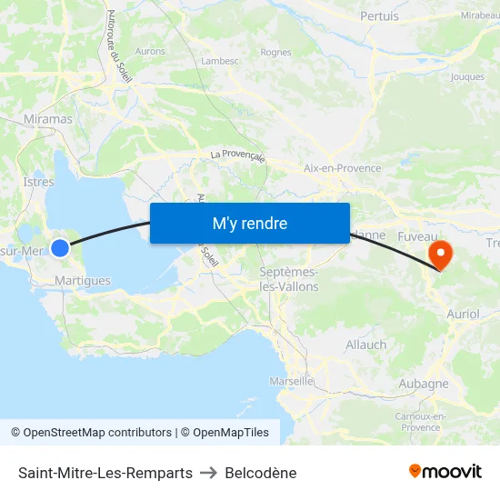 Saint-Mitre-Les-Remparts to Belcodène map