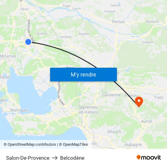 Salon-De-Provence to Belcodène map