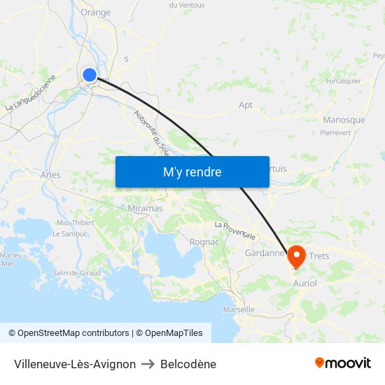 Villeneuve-Lès-Avignon to Belcodène map