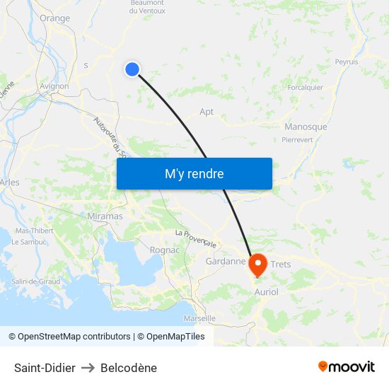 Saint-Didier to Belcodène map