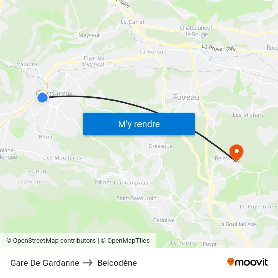 Gare De Gardanne to Belcodène map