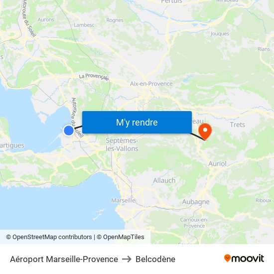 Aéroport Marseille-Provence to Belcodène map