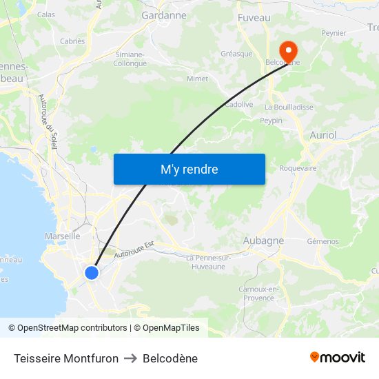 Teisseire Montfuron to Belcodène map