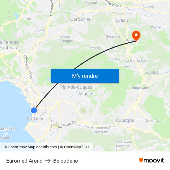Euromed Arenc to Belcodène map