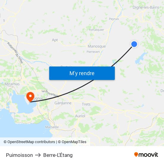 Puimoisson to Berre-L'Étang map