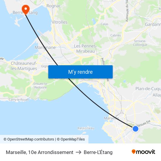 Marseille, 10e Arrondissement to Berre-L'Étang map