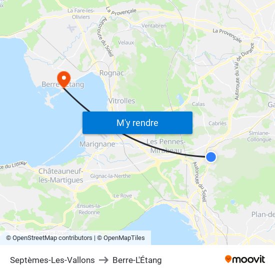Septèmes-Les-Vallons to Berre-L'Étang map