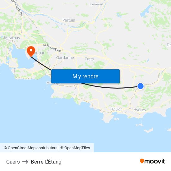 Cuers to Berre-L'Étang map