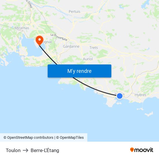 Toulon to Berre-L'Étang map