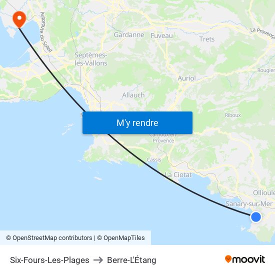 Six-Fours-Les-Plages to Berre-L'Étang map