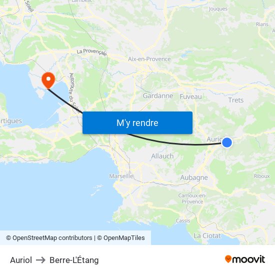 Auriol to Berre-L'Étang map