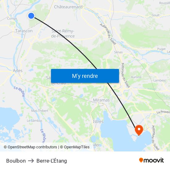 Boulbon to Berre-L'Étang map