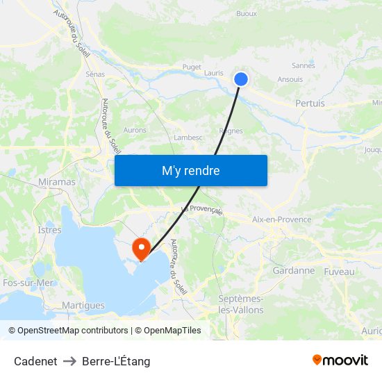 Cadenet to Berre-L'Étang map