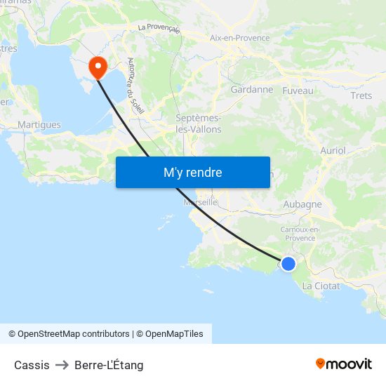 Cassis to Berre-L'Étang map