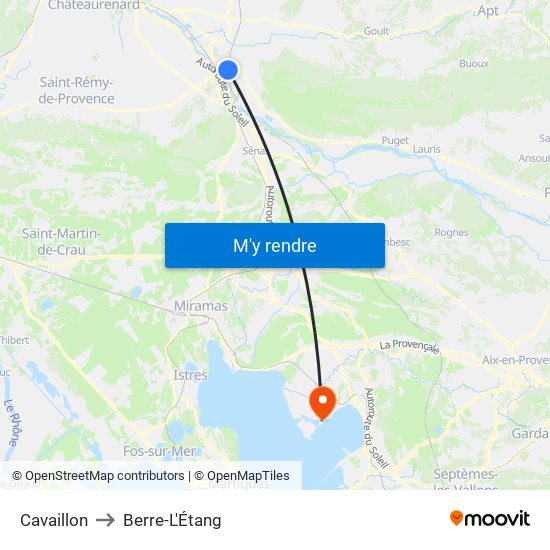 Cavaillon to Berre-L'Étang map
