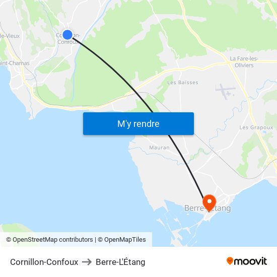 Cornillon-Confoux to Berre-L'Étang map