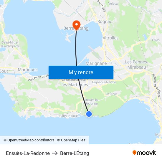 Ensuès-La-Redonne to Berre-L'Étang map