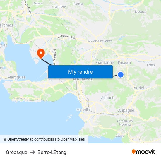 Gréasque to Berre-L'Étang map