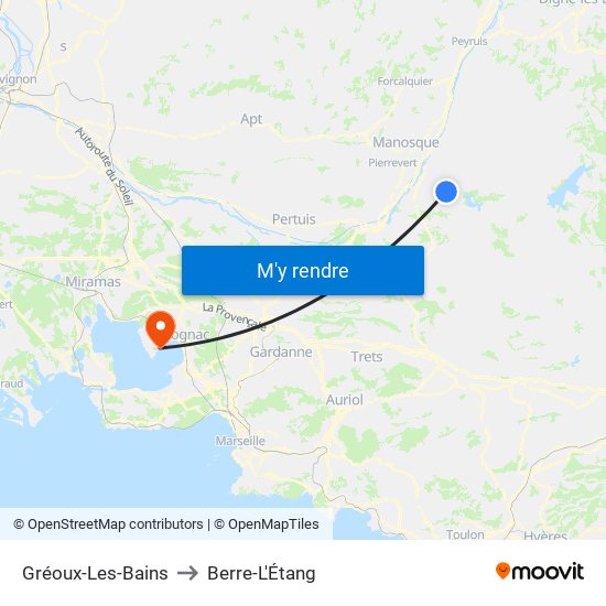 Gréoux-Les-Bains to Berre-L'Étang map