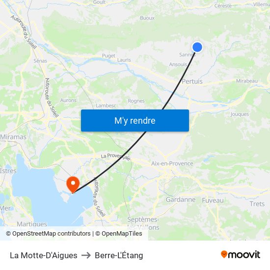 La Motte-D'Aigues to Berre-L'Étang map