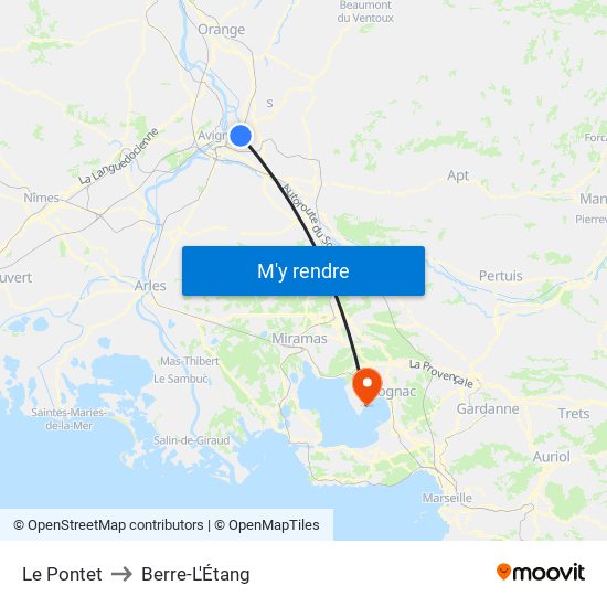 Le Pontet to Berre-L'Étang map