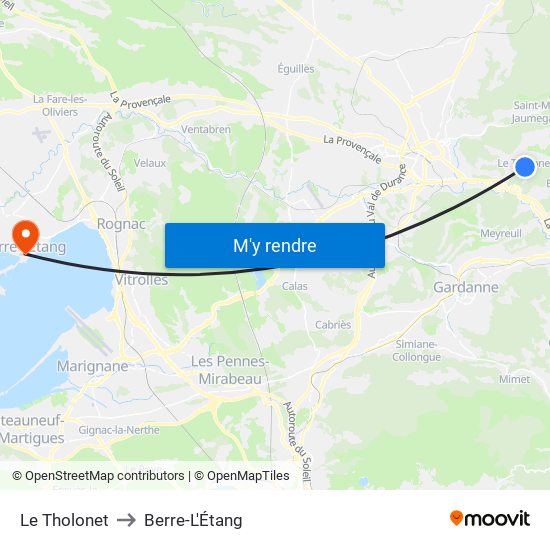 Le Tholonet to Berre-L'Étang map