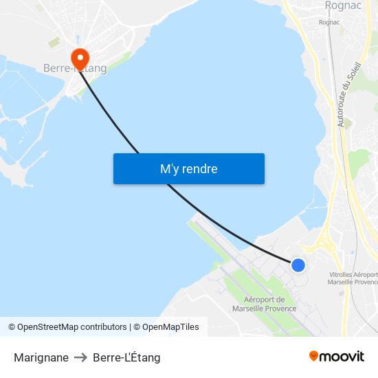 Marignane to Berre-L'Étang map