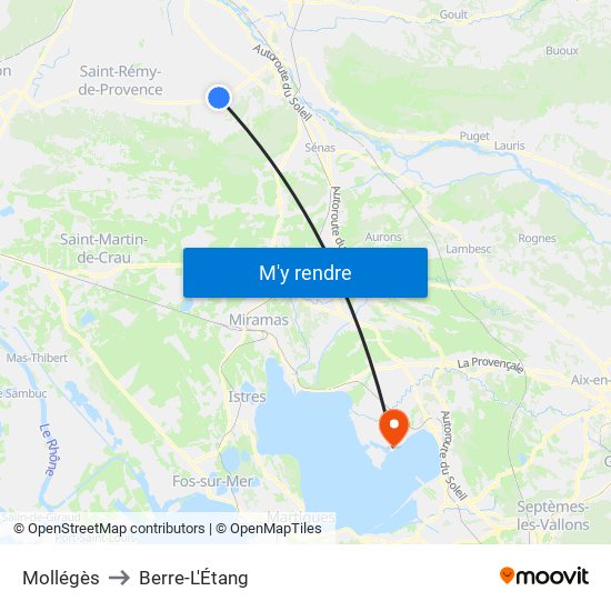 Mollégès to Berre-L'Étang map