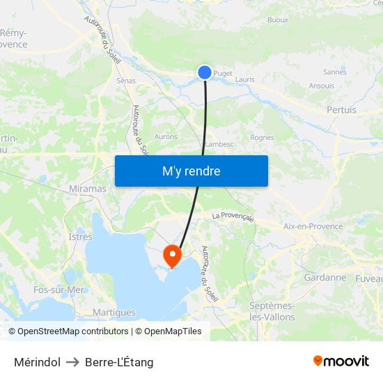 Mérindol to Berre-L'Étang map