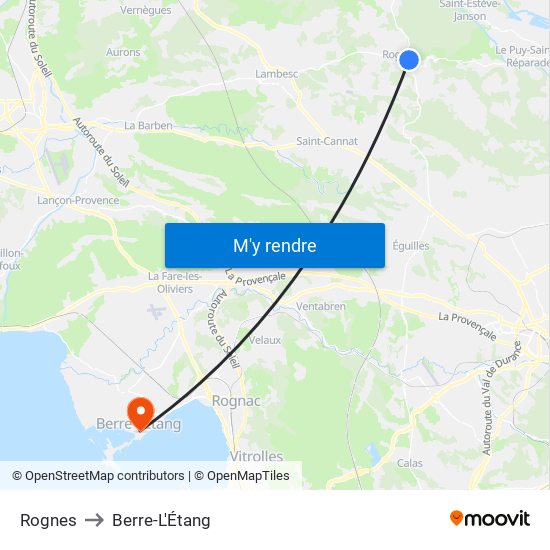 Rognes to Berre-L'Étang map